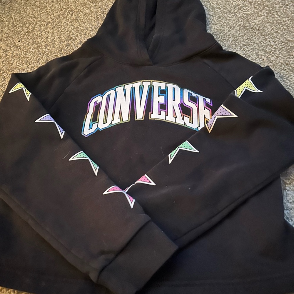 Converse Black Pullover Hoodie with White Logo